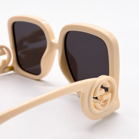 NEW GUCCI GG1326S 009 OVERSIZED IVORY GREY WOMEN SUNGLASSES GUCCI - Picture 10 of 14